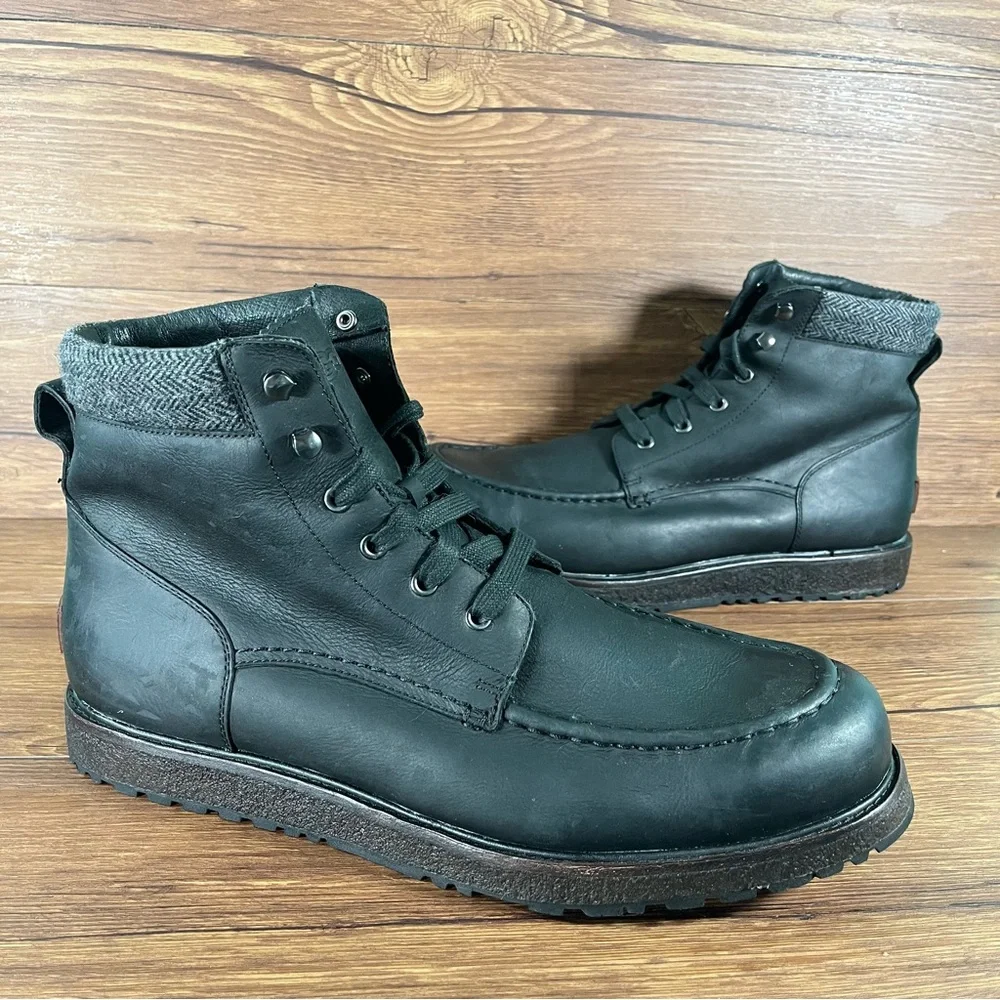 UGG ‘Merrick’ Black Leather Lace Up Boots Men’s Size 14 Shoes‎